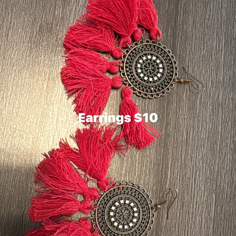 Elegant Red Tassel Earrings